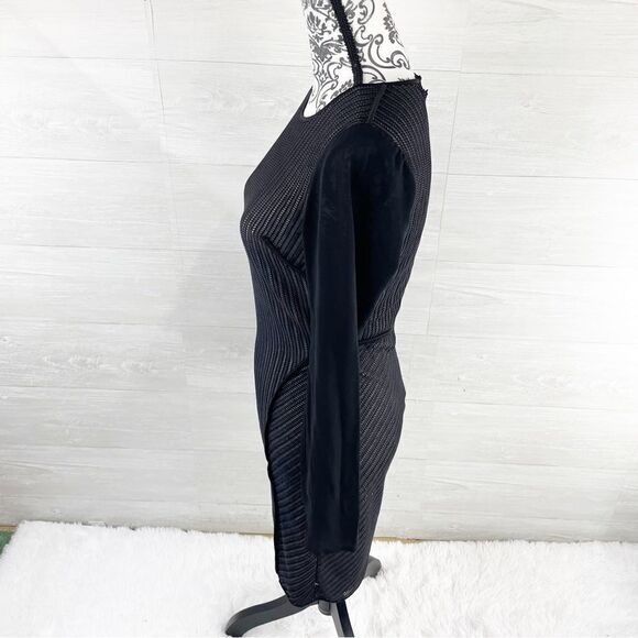 Reiss Chloe Sheer Sleeve Striped Lace Fitted Dress - Picture 7 of 10